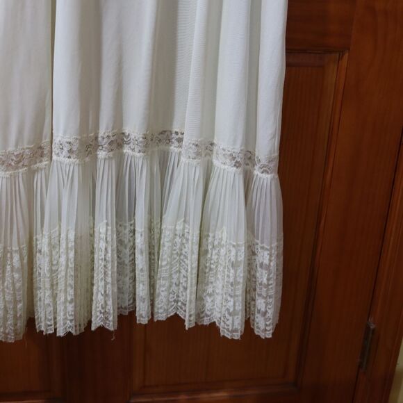 Van Raalte Vintage 1955 Off White Lace Pleated Slip Dress Large Nylon - Picture 14 of 16